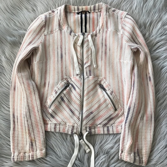 Free People Jackets & Blazers - FREE PEOPLE Striped Waffle Knit Jacket